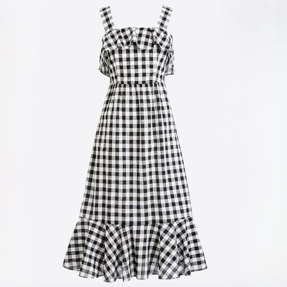 J. Crew Dresses & Skirts - NWT J. Crew Factory Black and White Gingham Dress with Ruffle Hem